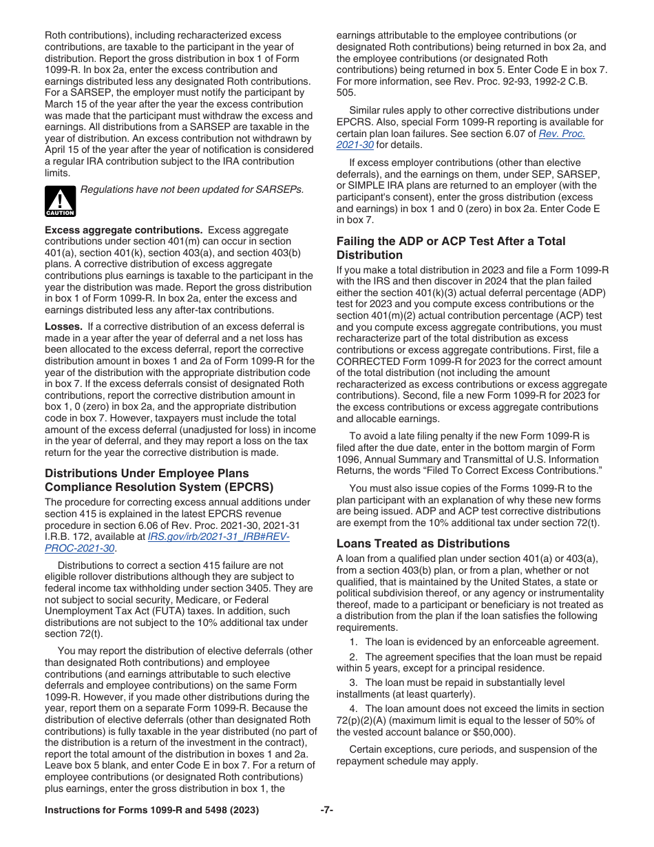 Instructions for IRS Form 1099-R, 5498, Page 7