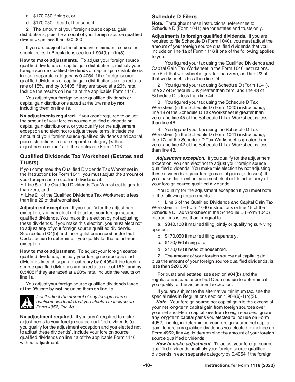 Instructions for IRS Form 1116 Foreign Tax Credit (Individual, Estate, or Trust), Page 10