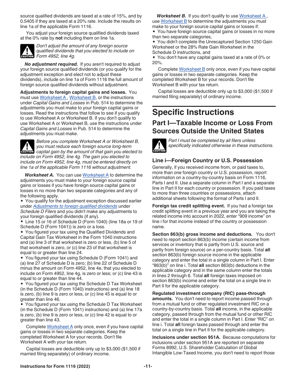 Instructions for IRS Form 1116 Foreign Tax Credit (Individual, Estate, or Trust), Page 11