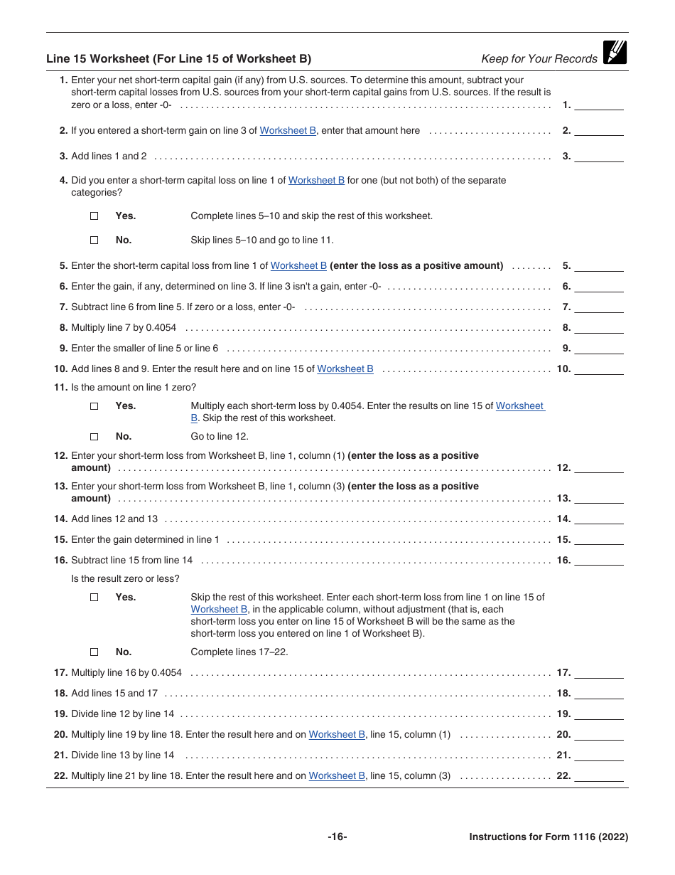 Download Instructions for IRS Form 1116 Foreign Tax Credit (Individual ...