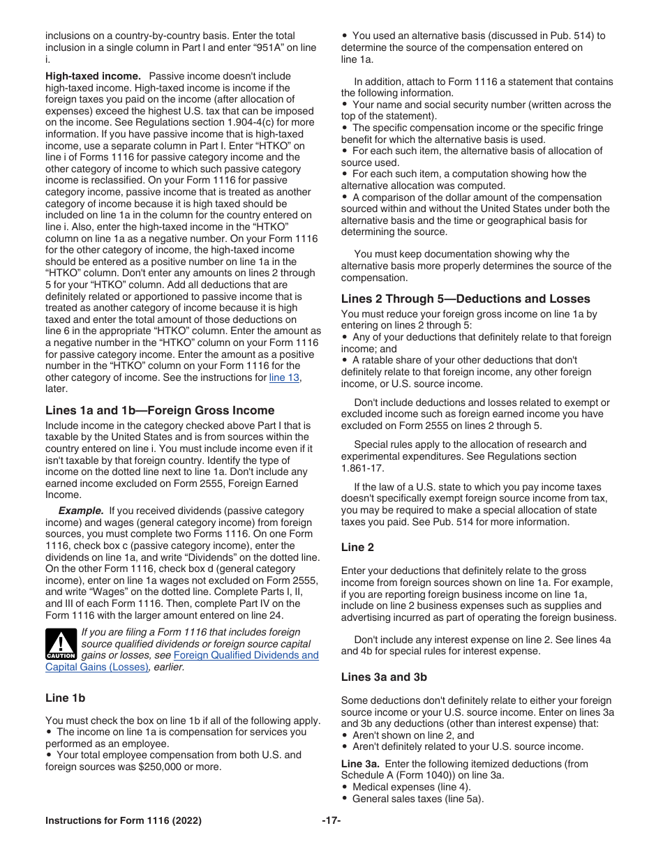 Instructions for IRS Form 1116 Foreign Tax Credit (Individual, Estate, or Trust), Page 17
