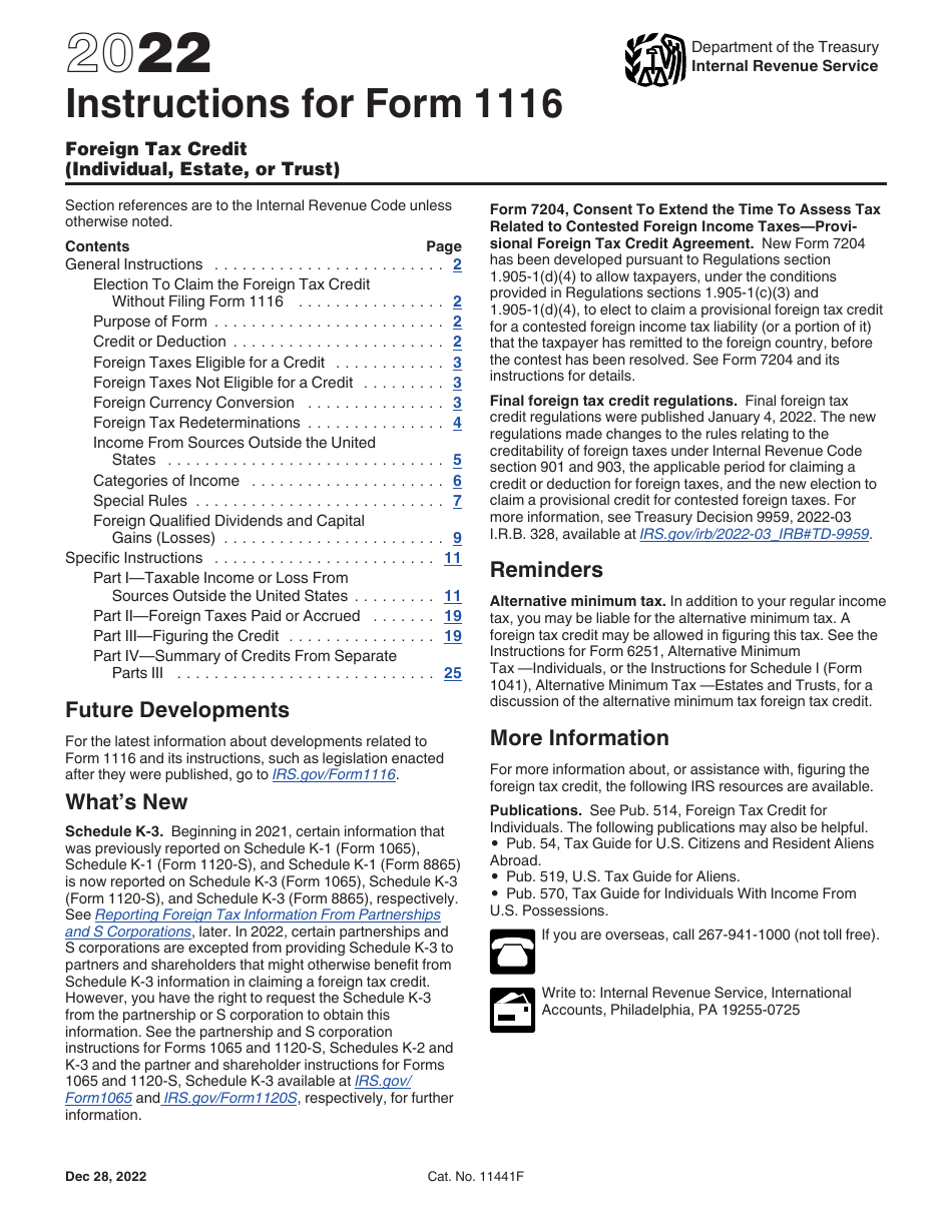 Instructions for IRS Form 1116 Foreign Tax Credit (Individual, Estate, or Trust), Page 1