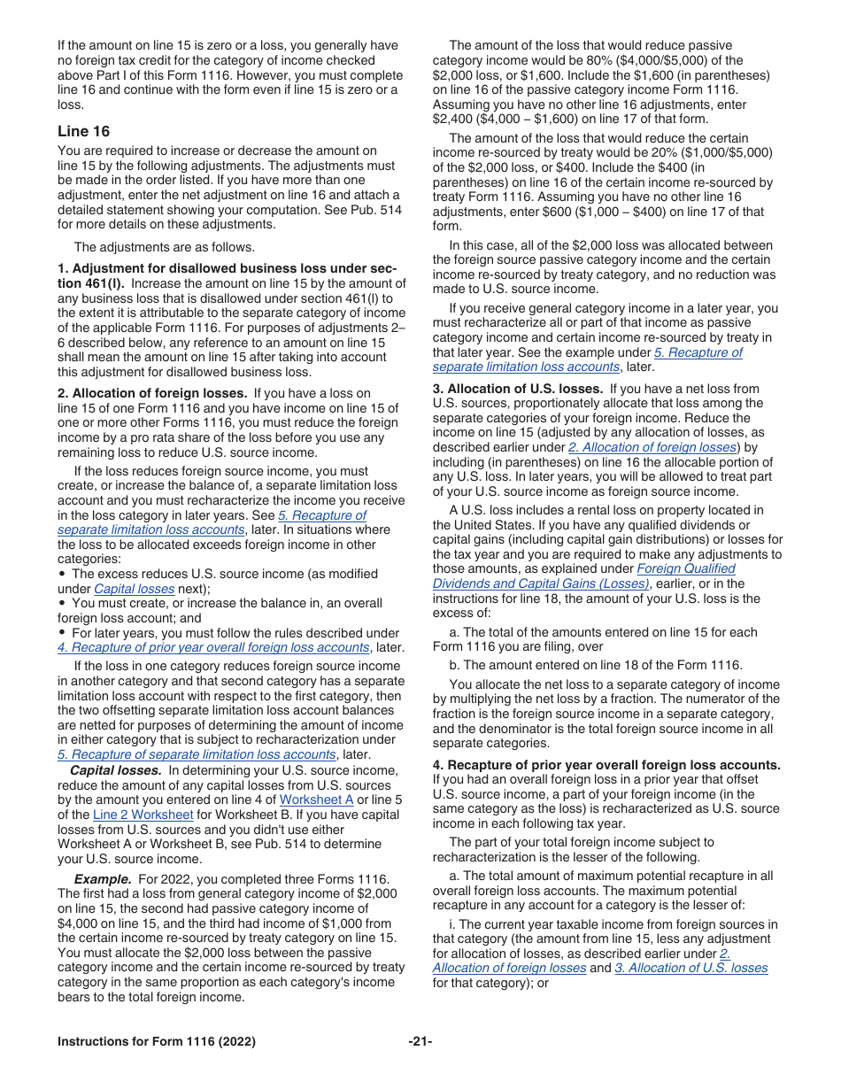 Instructions for IRS Form 1116 Foreign Tax Credit (Individual, Estate, or Trust), Page 21