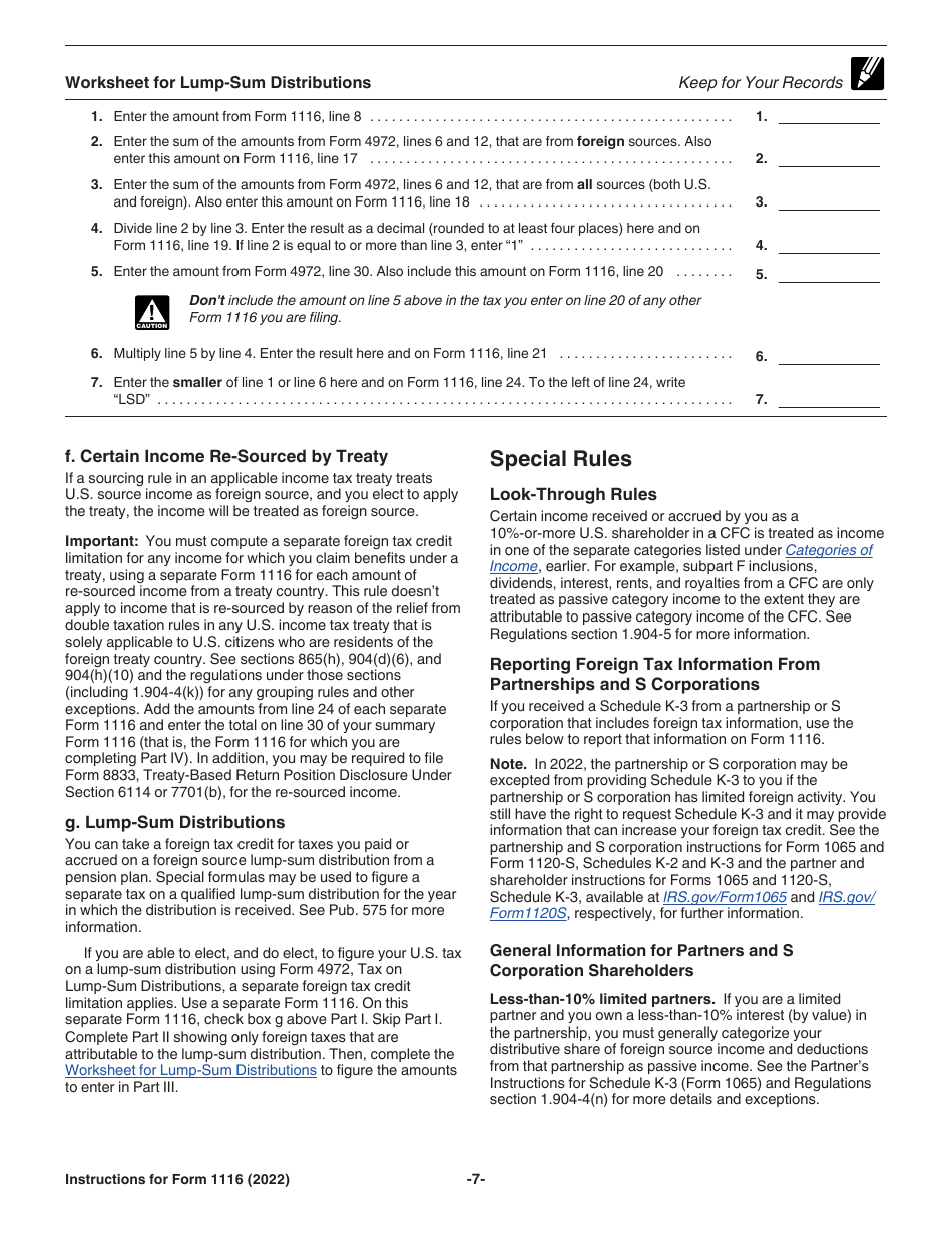 Instructions for IRS Form 1116 Foreign Tax Credit (Individual, Estate, or Trust), Page 7