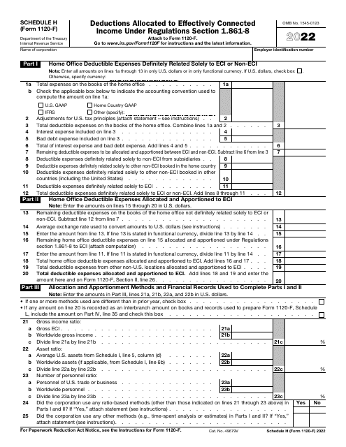 IRS Form 1120-F Schedule H 2022 Printable Pdf