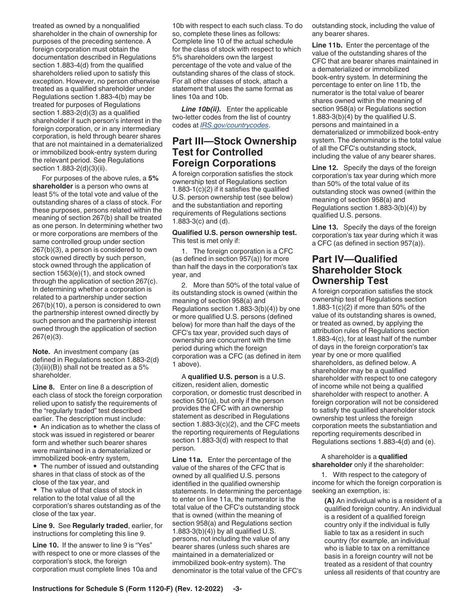 Instructions for IRS Form 1120-F Schedule S Exclusion of Income From the International Operation of Ships or Aircraft Under Section 883, Page 3
