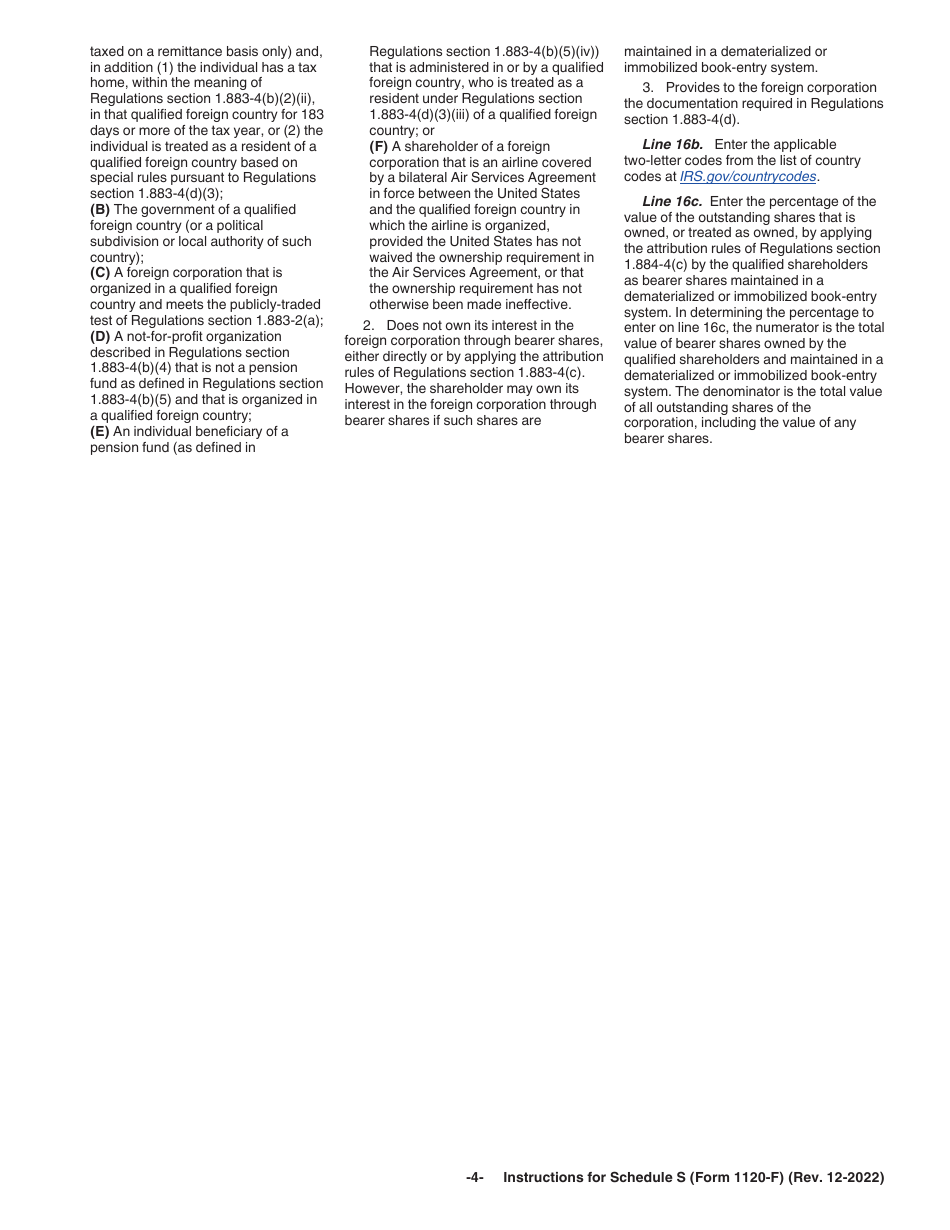Instructions for IRS Form 1120-F Schedule S Exclusion of Income From the International Operation of Ships or Aircraft Under Section 883, Page 4