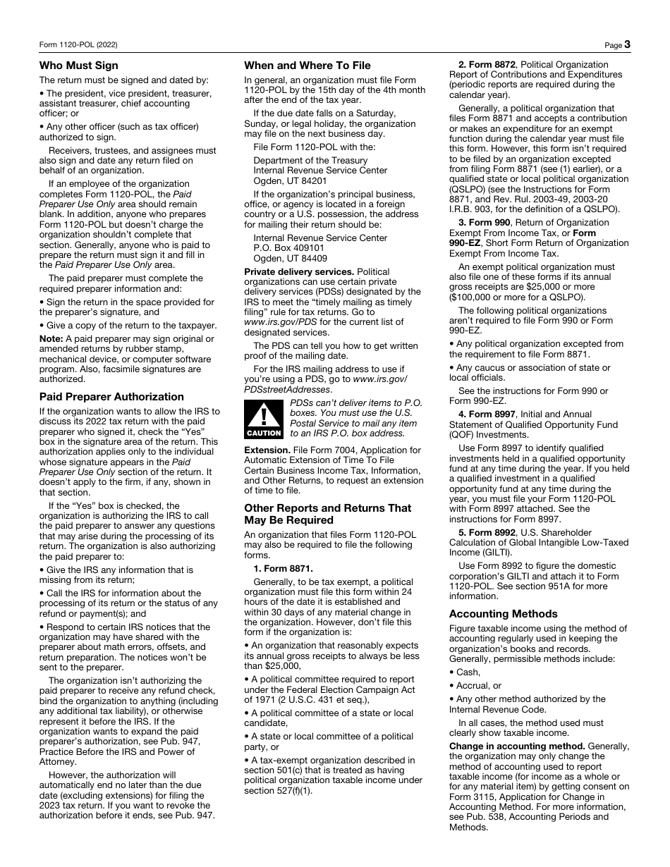 IRS Form 1120-POL U.S. Income Tax Return for Certain Political Organizations, Page 3