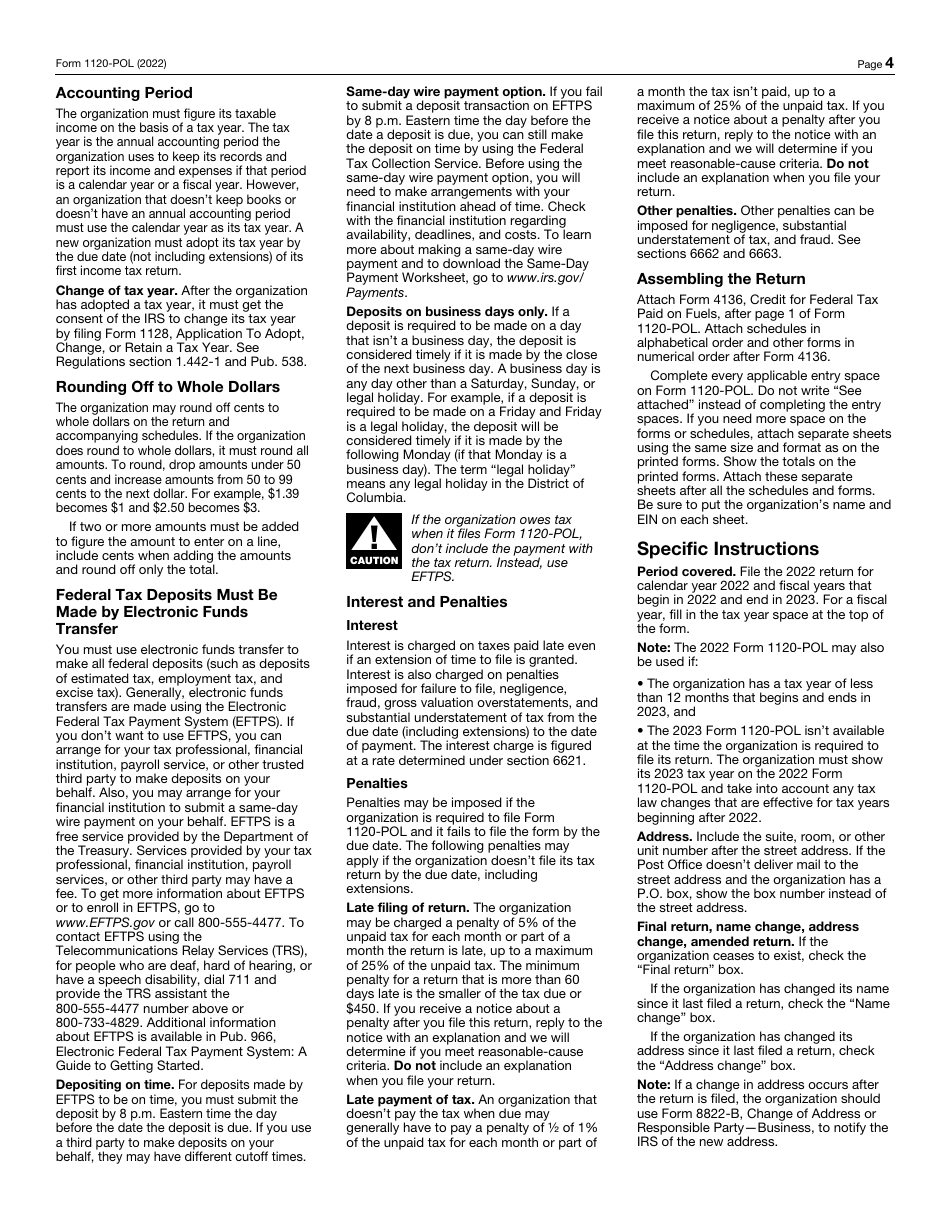 IRS Form 1120-POL U.S. Income Tax Return for Certain Political Organizations, Page 4
