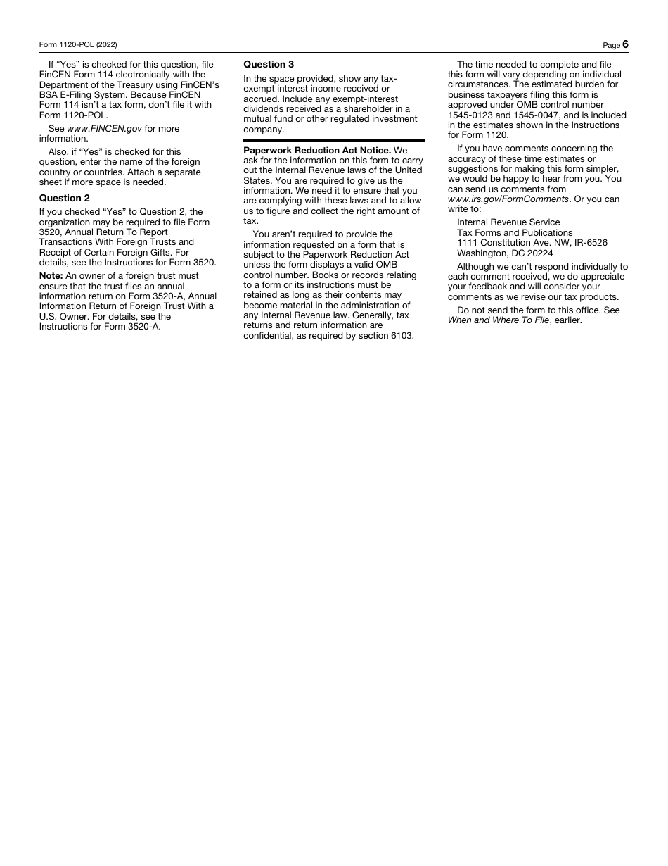 IRS Form 1120-POL U.S. Income Tax Return for Certain Political Organizations, Page 6