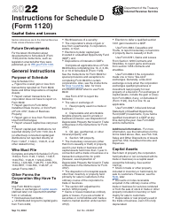 Document preview: Instructions for IRS Form 1120 Schedule D Capital Gains and Losses