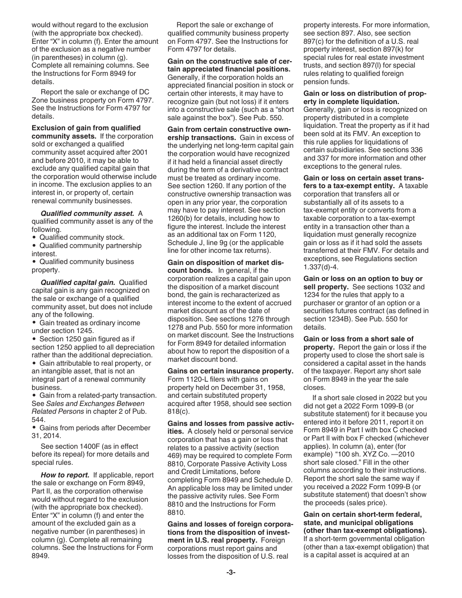 Instructions for IRS Form 1120 Schedule D Capital Gains and Losses, Page 3