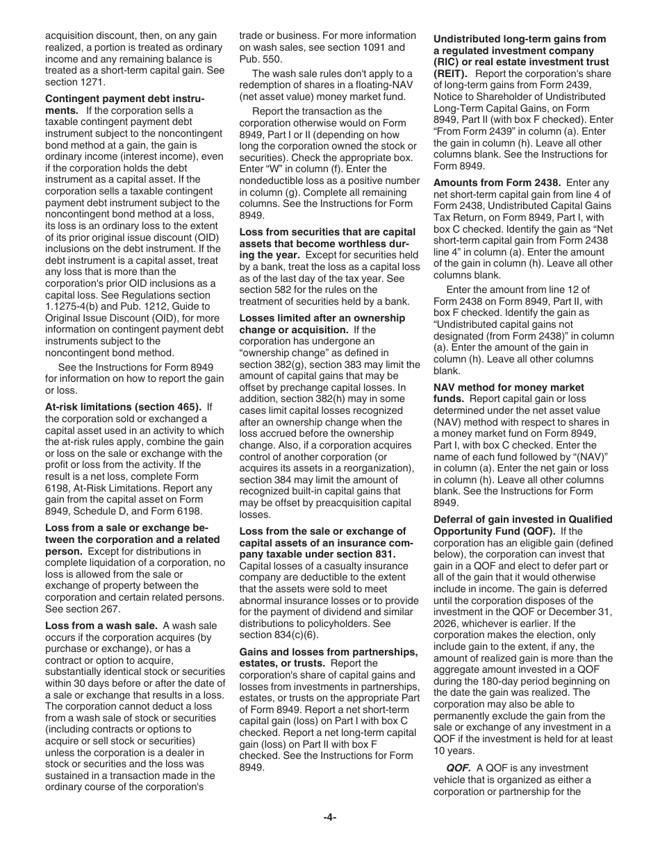 Instructions for IRS Form 1120 Schedule D Capital Gains and Losses, Page 4