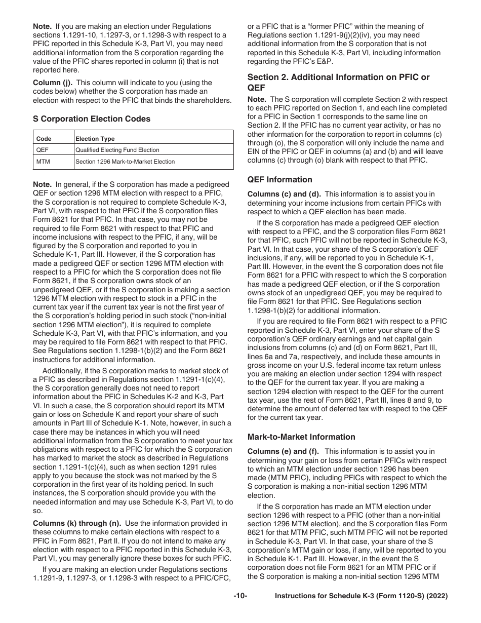 Instructions for IRS Form 1120-S Schedule K-3 Shareholders Share of Income, Deductions, Credits, Etc.- International, Page 10