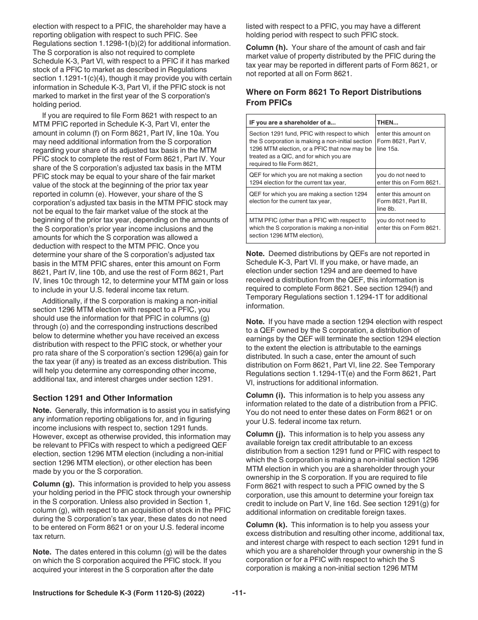 Instructions for IRS Form 1120-S Schedule K-3 Shareholders Share of Income, Deductions, Credits, Etc.- International, Page 11