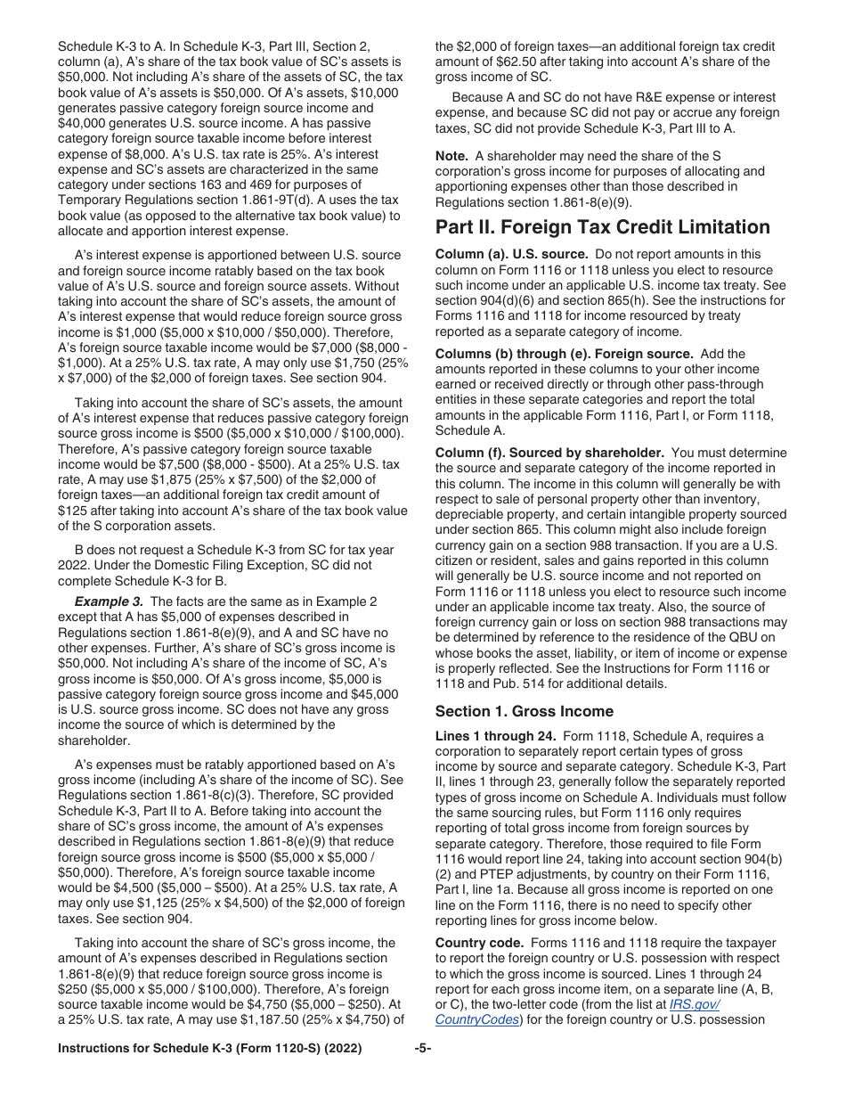 Instructions for IRS Form 1120-S Schedule K-3 Shareholders Share of Income, Deductions, Credits, Etc.- International, Page 5