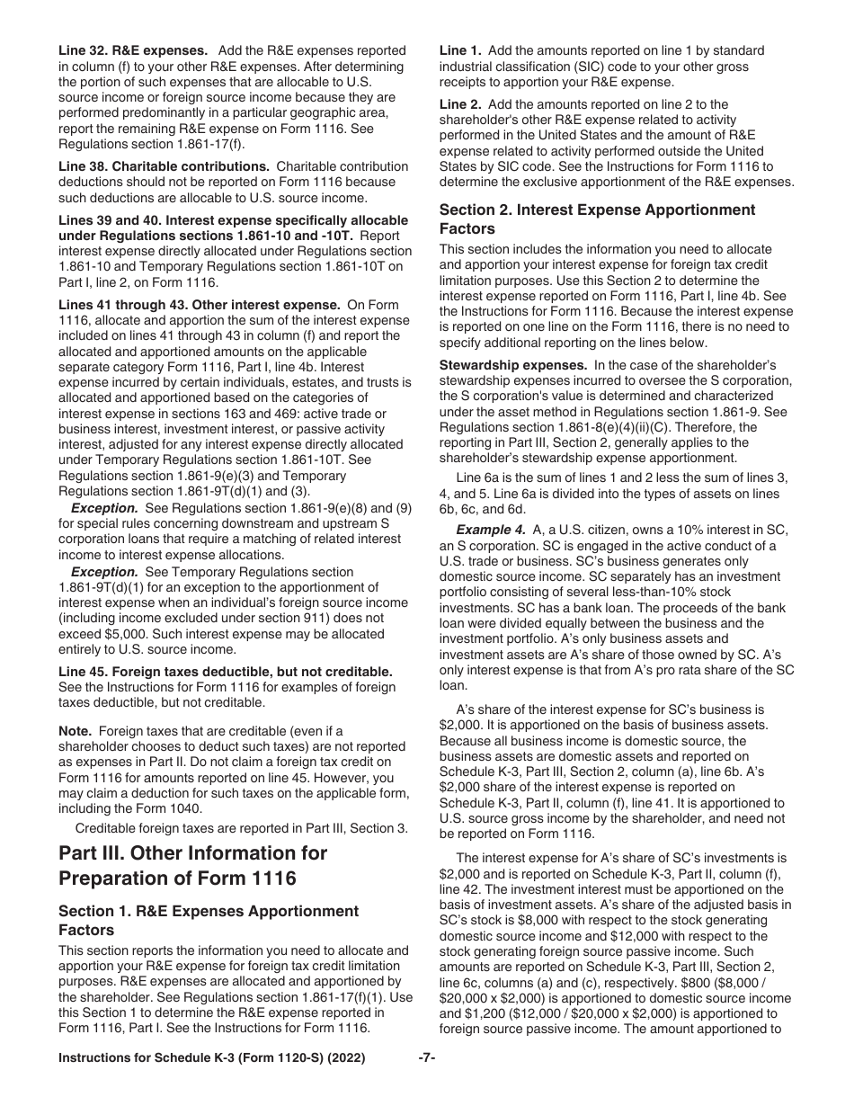 Instructions for IRS Form 1120-S Schedule K-3 Shareholders Share of Income, Deductions, Credits, Etc.- International, Page 7
