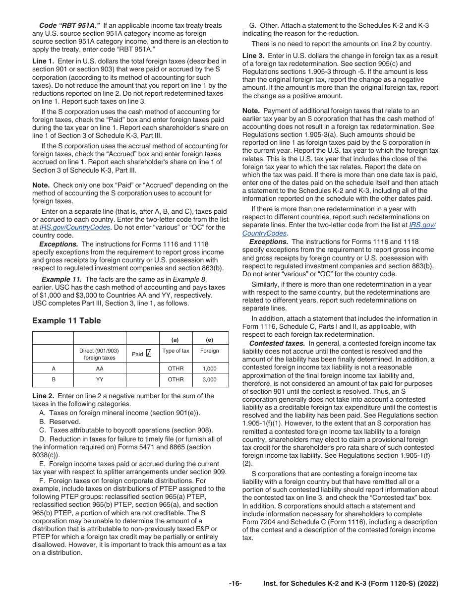 Instructions for IRS Form 1120-S Schedule K-2, K-3, Page 16