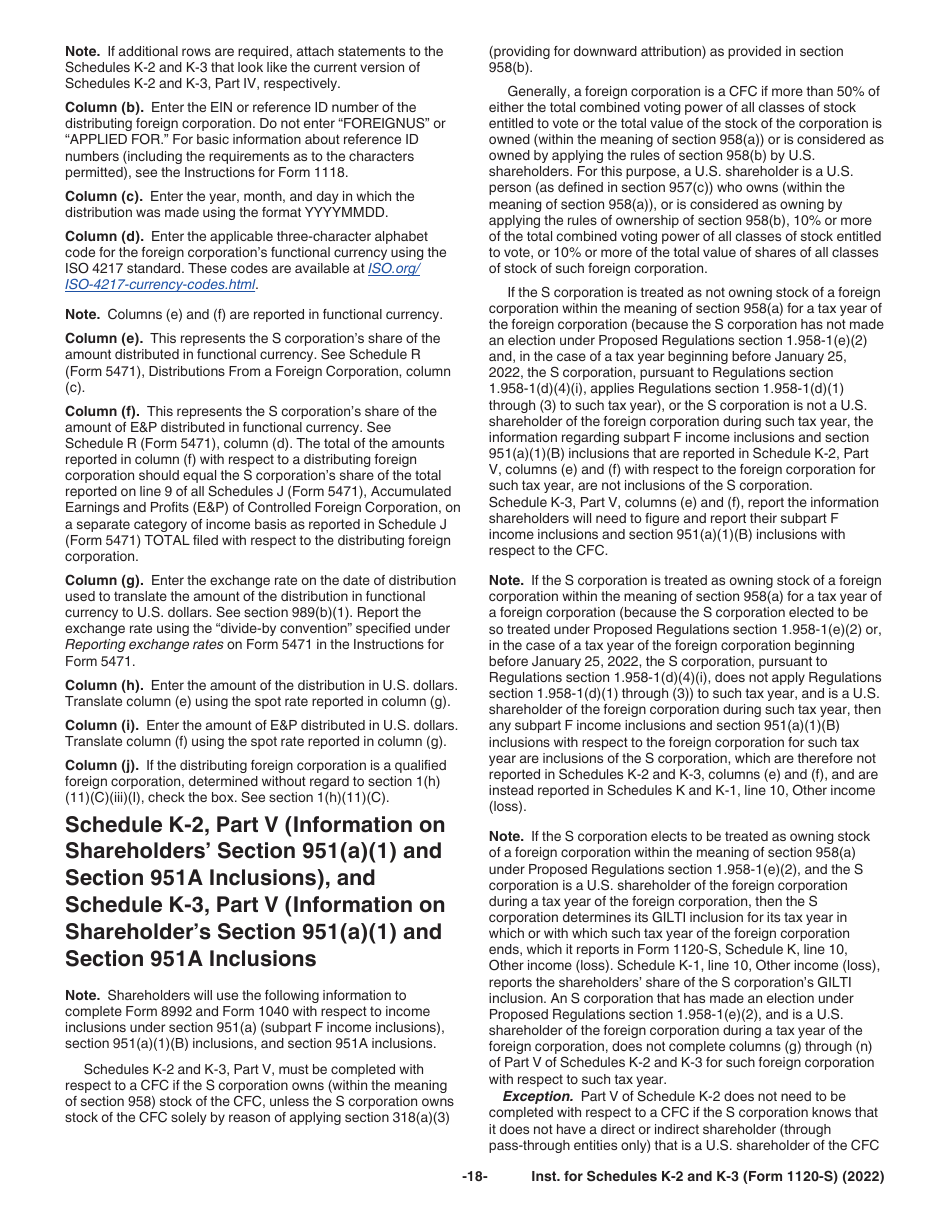 Instructions for IRS Form 1120-S Schedule K-2, K-3, Page 18