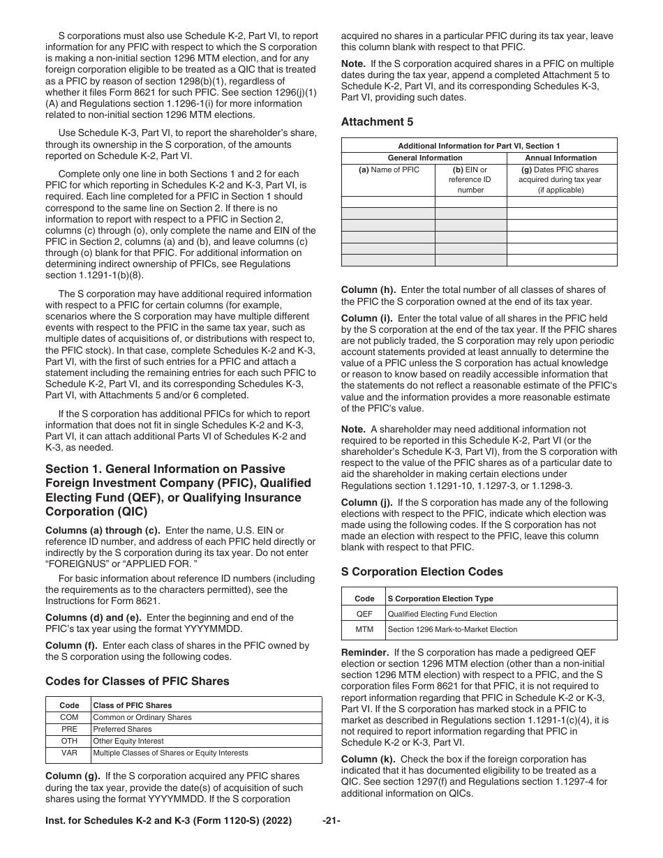 Instructions for IRS Form 1120-S Schedule K-2, K-3, Page 21