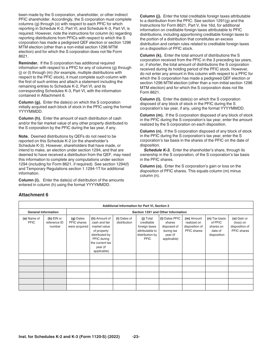 Instructions for IRS Form 1120-S Schedule K-2, K-3, Page 23