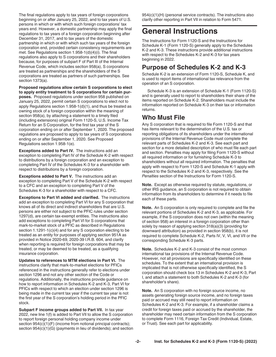Instructions for IRS Form 1120-S Schedule K-2, K-3, Page 2