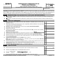 Document preview: IRS Form 2210-F Underpayment of Estimated Tax by Farmers and Fishermen, 2022