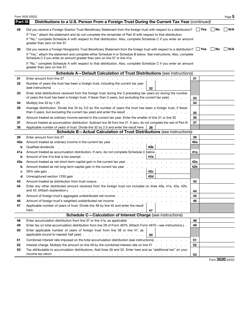 IRS Form 3520 Annual Return to Report Transactions With Foreign Trusts and Receipt of Certain Foreign Gifts, Page 5