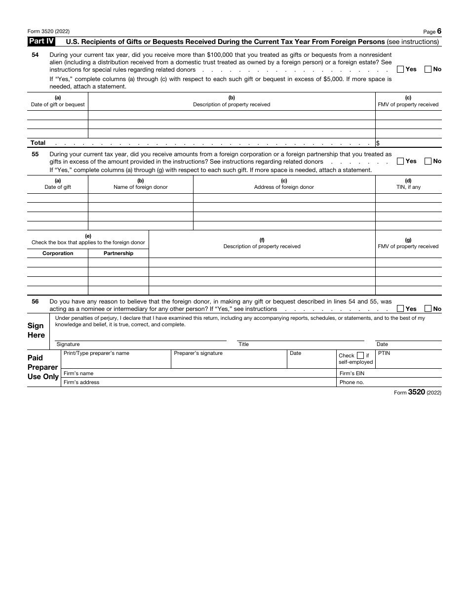 IRS Form 3520 Annual Return to Report Transactions With Foreign Trusts and Receipt of Certain Foreign Gifts, Page 6
