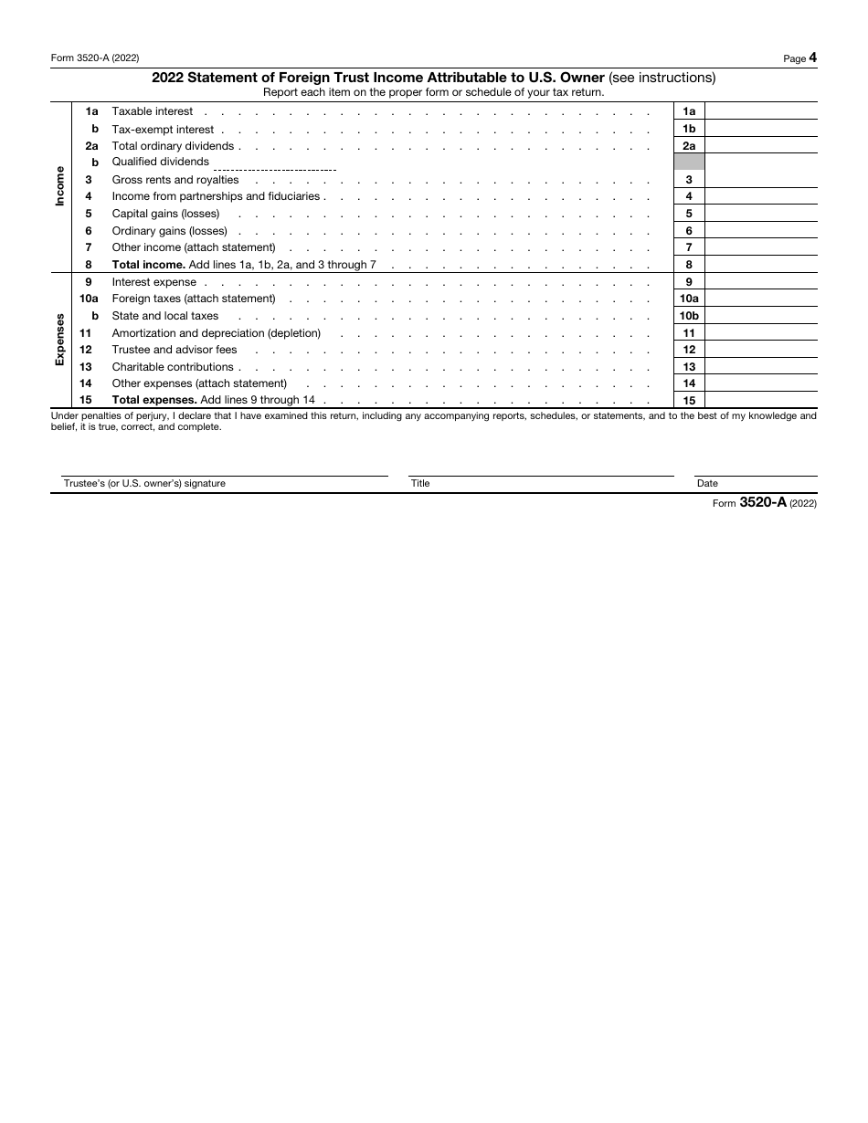IRS Form 3520-A Annual Information Return of Foreign Trust With a U.S. Owner, Page 4