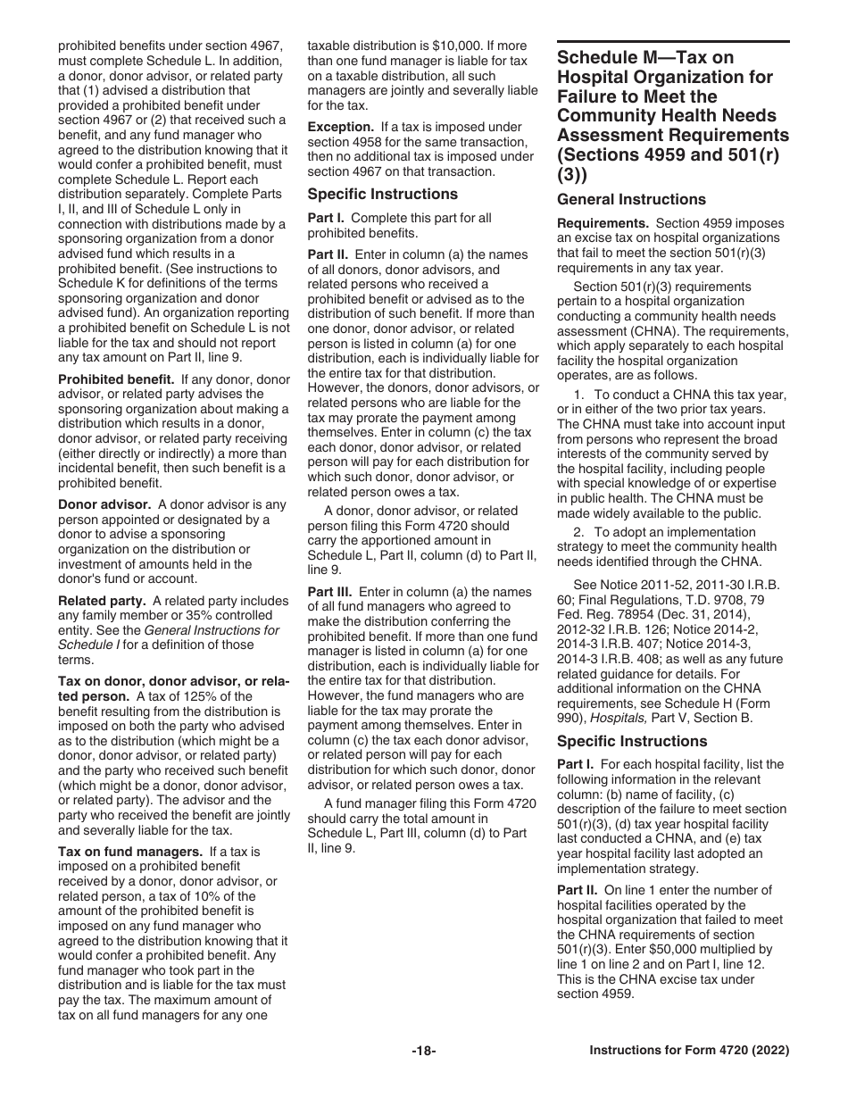 Instructions for IRS Form 4720 Return of Certain Excise Taxes Under Chapters 41 and 42 of the Internal Revenue Code, Page 18