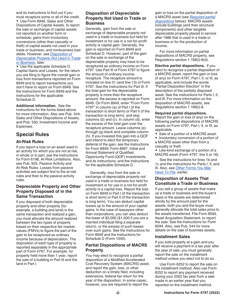 Instructions for IRS Form 4797 Sales of Business Property, Page 2