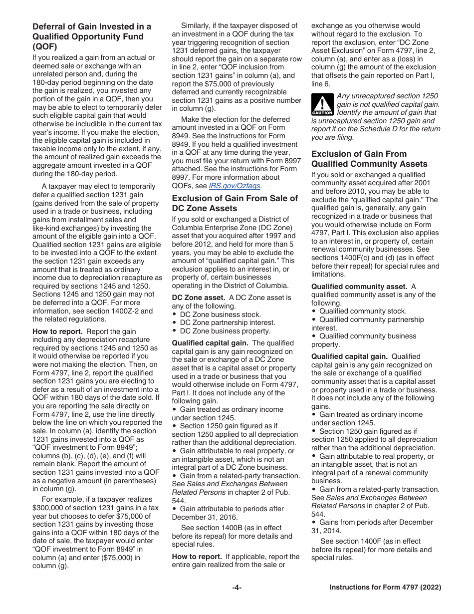 Instructions for IRS Form 4797 Sales of Business Property, Page 4