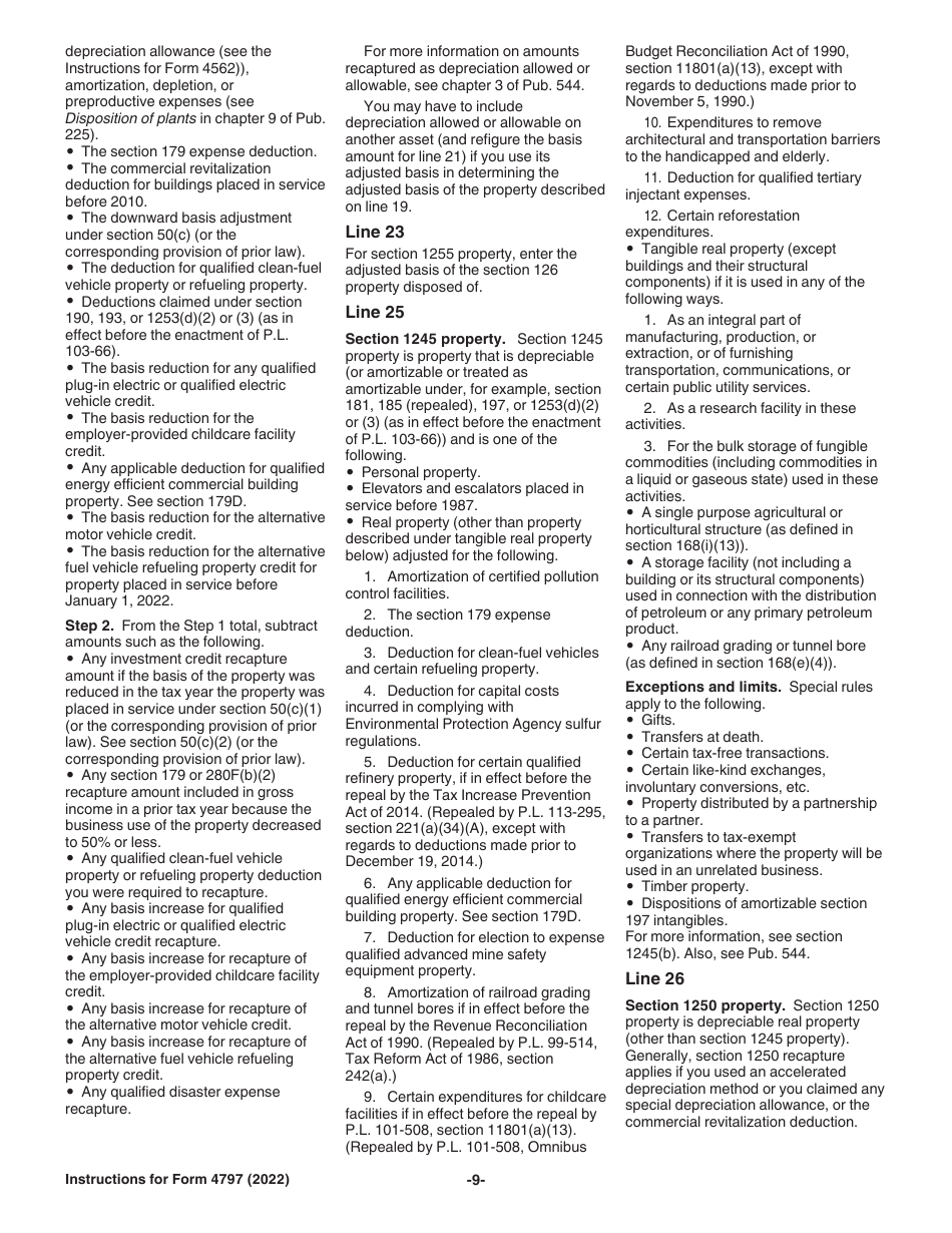 Instructions for IRS Form 4797 Sales of Business Property, Page 9