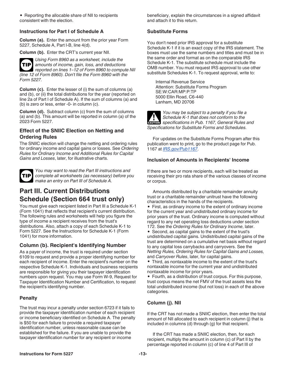 Instructions for IRS Form 5227 Split-Interest Trust Information Return, Page 13