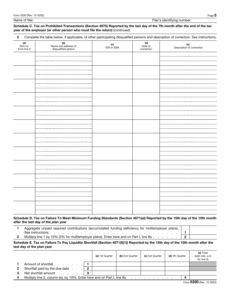 Irs Form 5330 Download Fillable Pdf Or Fill Online Return Of Excise Taxes Related To Employee 1348