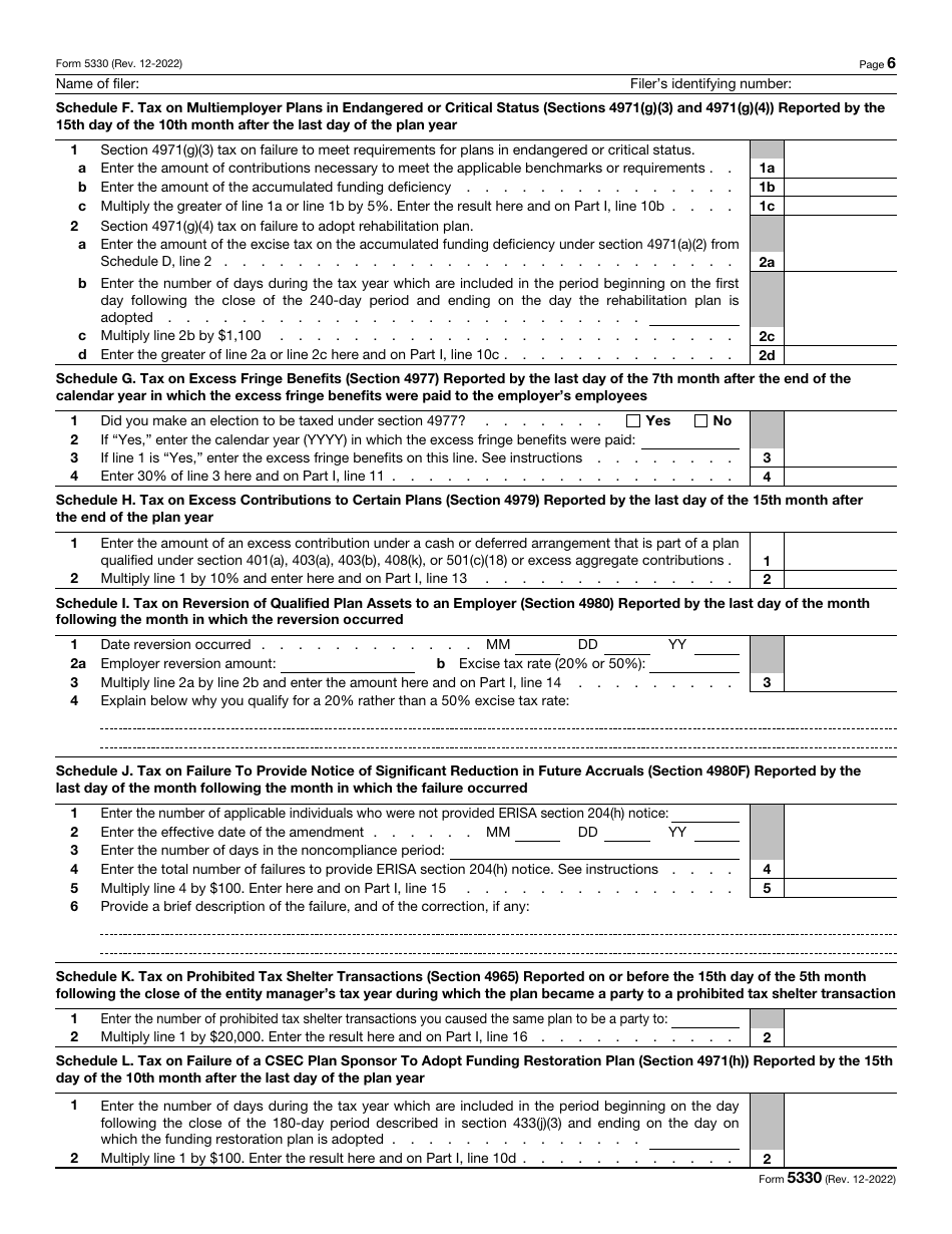 IRS Form 5330 Download Fillable PDF or Fill Online Return of Excise ...