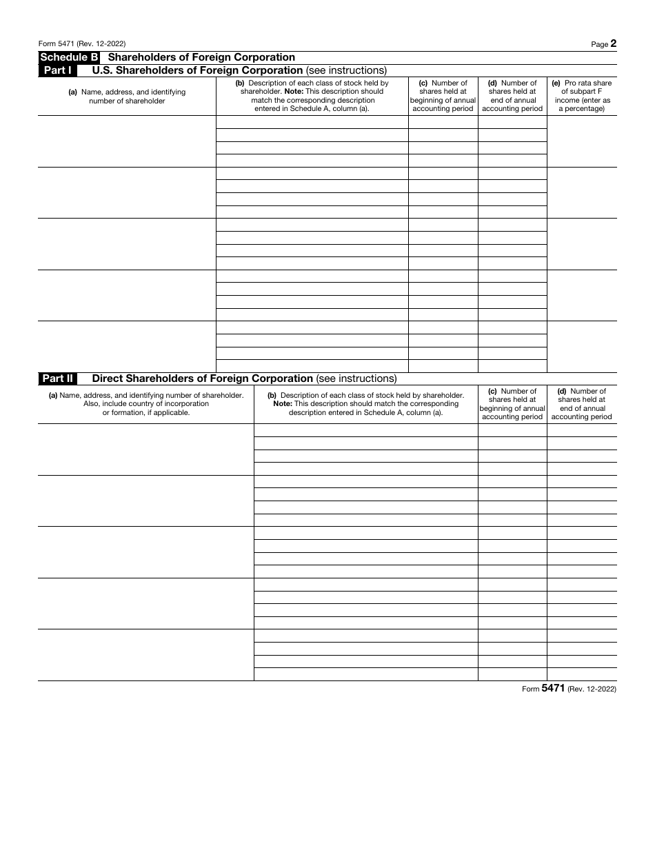 IRS Form 5471 Information Return of U.S. Persons With Respect to Certain Foreign Corporations, Page 2