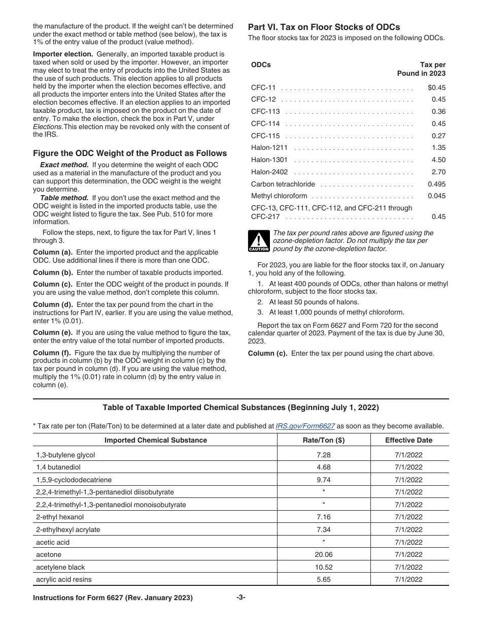 Instructions for IRS Form 6627 Environmental Taxes, Page 3
