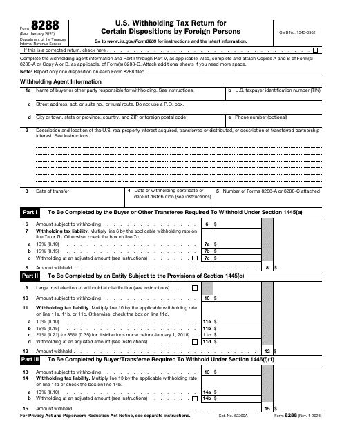 IRS Form 8288  Printable Pdf
