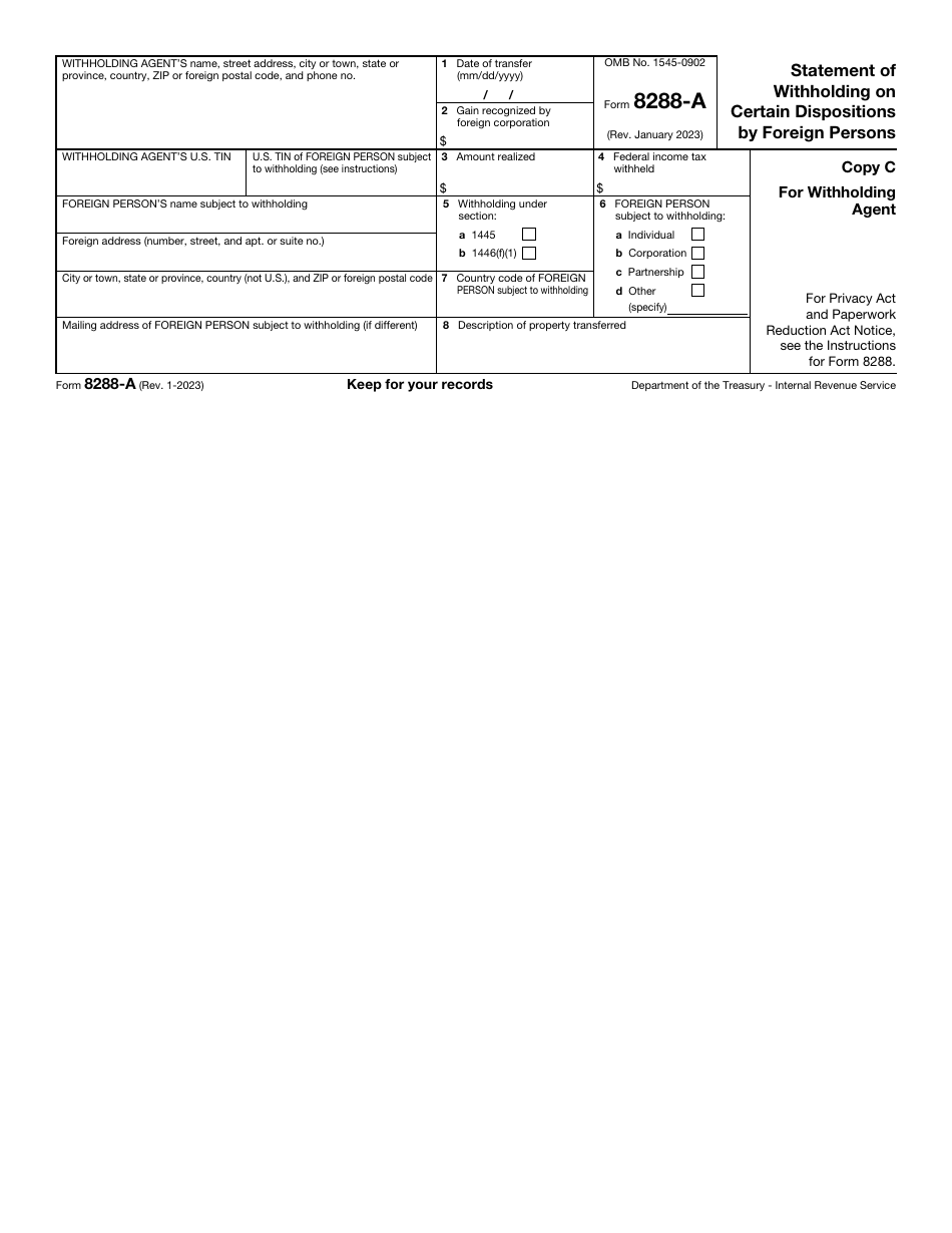 IRS Form 8288-A Statement of Withholding on Certain Dispositions by Foreign Persons, Page 4