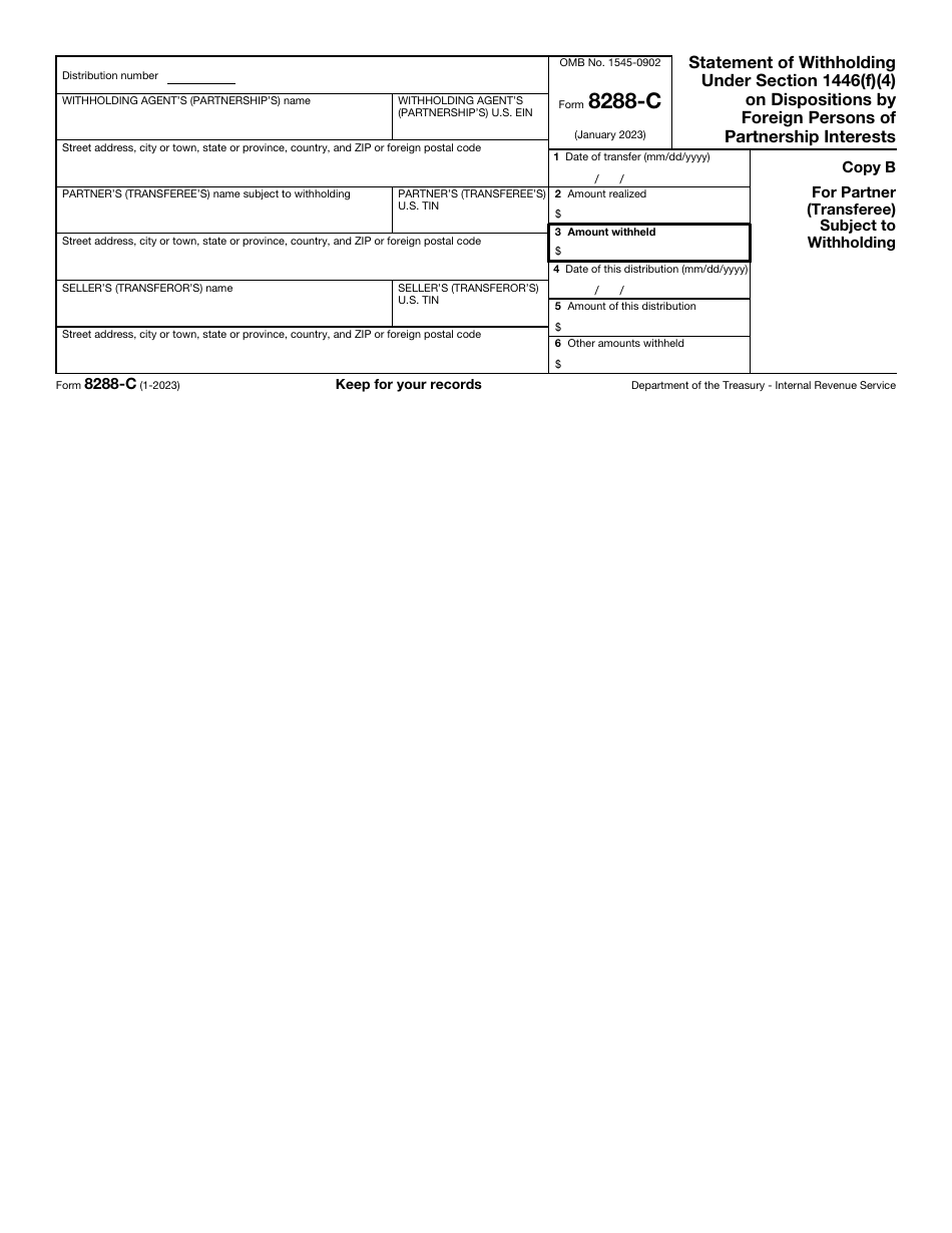 IRS Form 8288-C Statement of Withholding Under Section 1446(F)(4) on Dispositions by Foreign Persons of Partnership Interests, Page 2