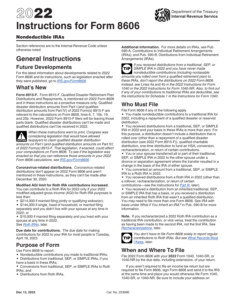 Instructions for IRS Form 8606 Nondeductible Iras, Page 1