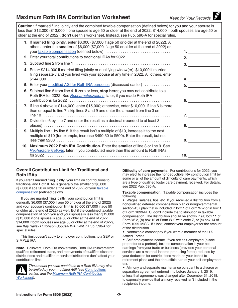 Instructions for IRS Form 8606 Nondeductible Iras, Page 3