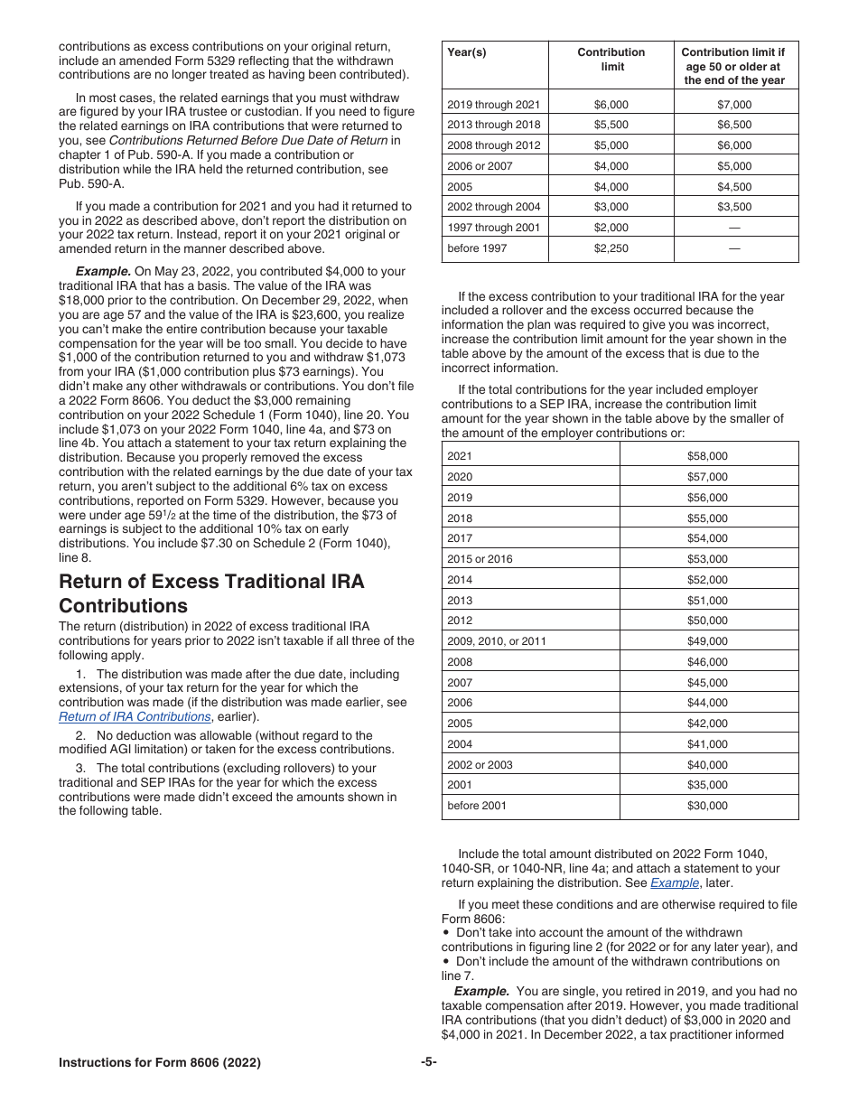 Instructions for IRS Form 8606 Nondeductible Iras, Page 5