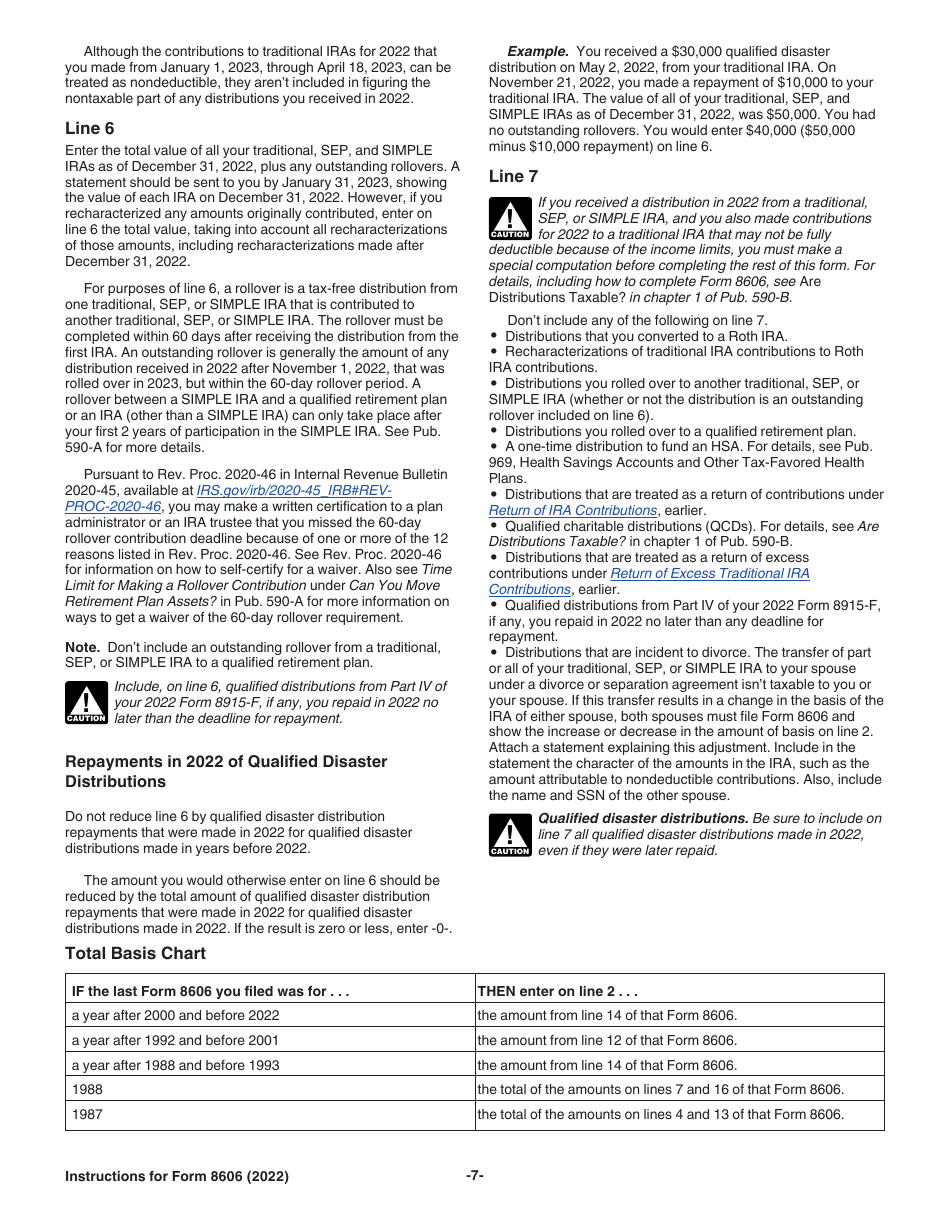 Instructions for IRS Form 8606 Nondeductible Iras, Page 7