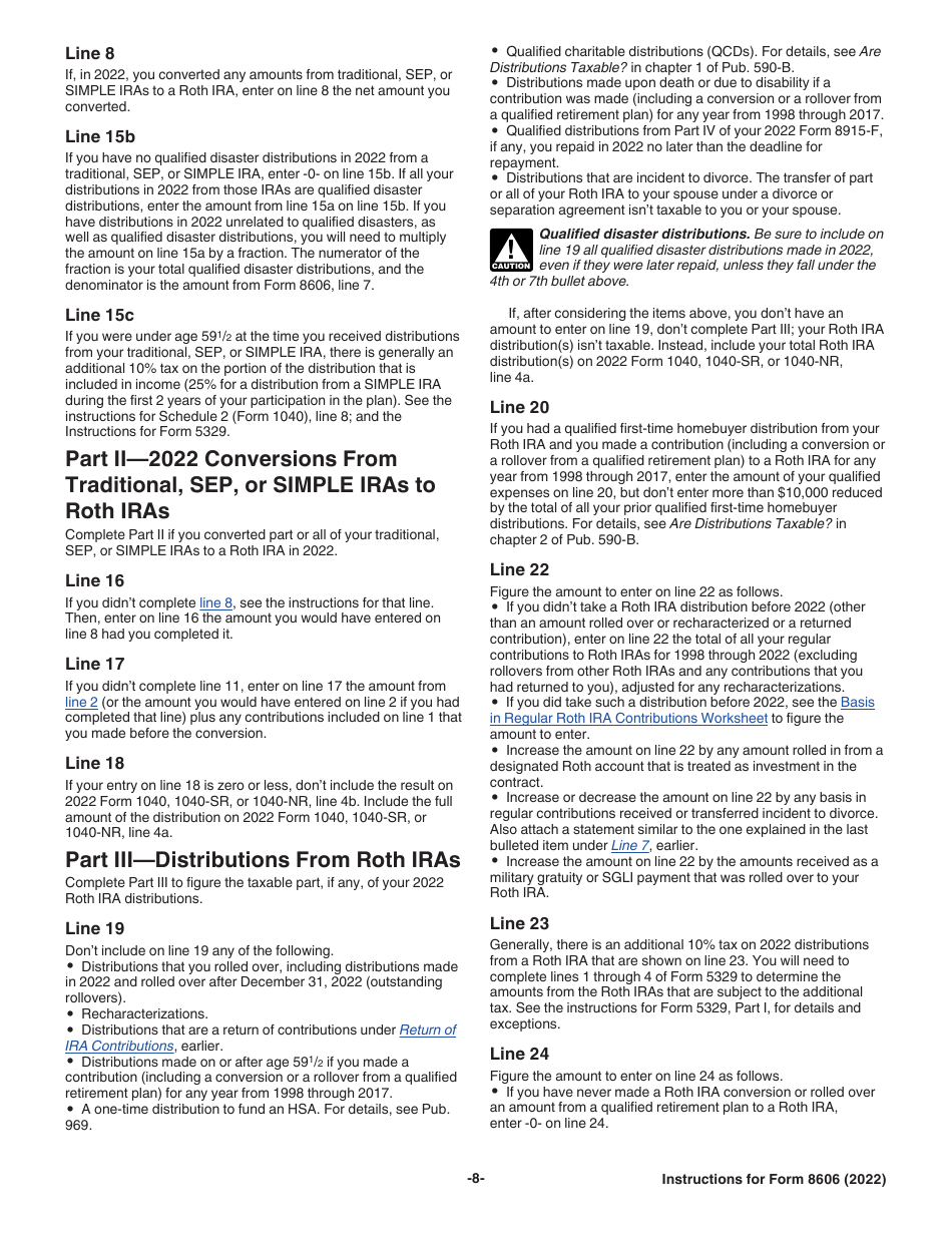 Instructions for IRS Form 8606 Nondeductible Iras, Page 8