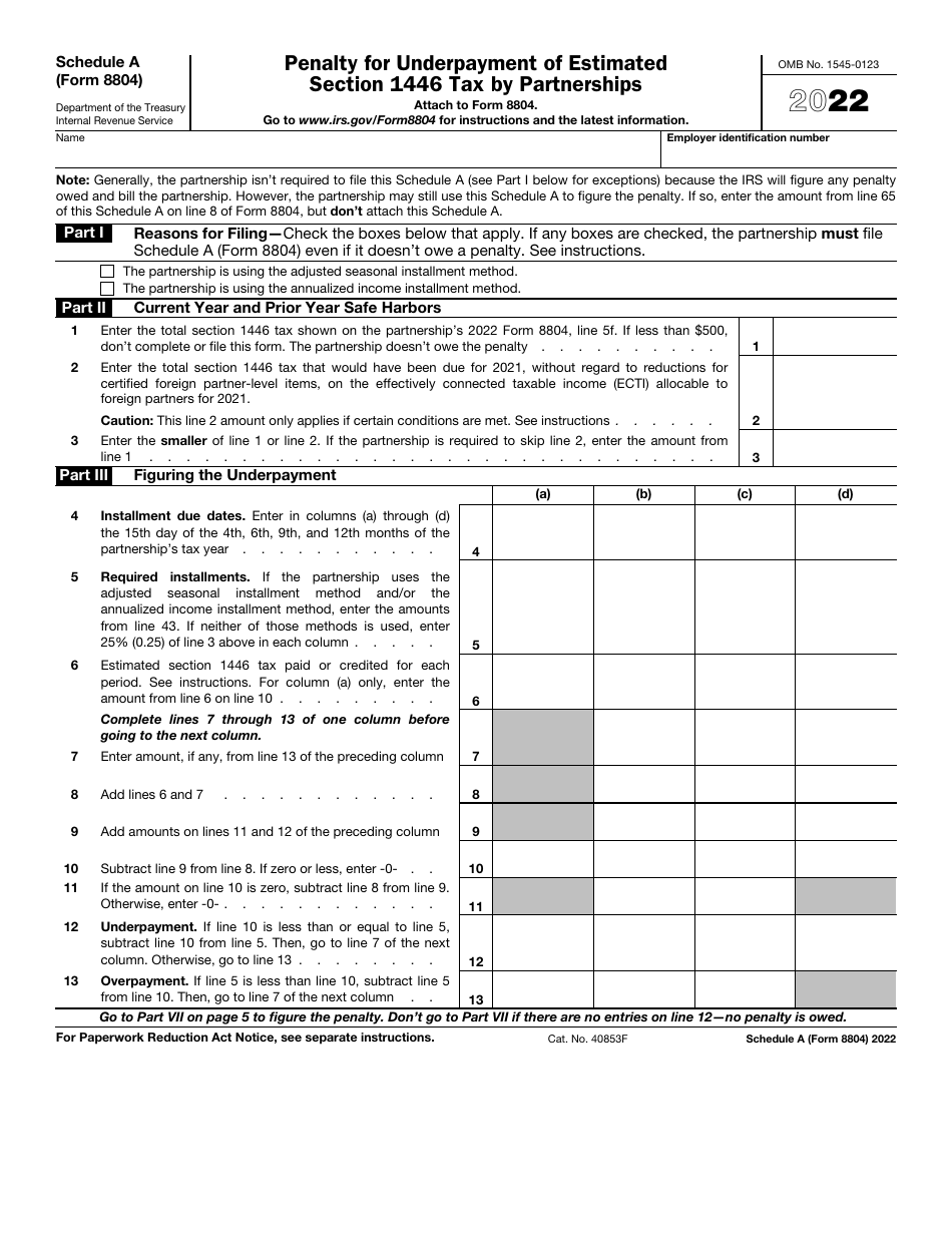 IRS Form 8804 Schedule A Download Fillable PDF or Fill Online Penalty ...