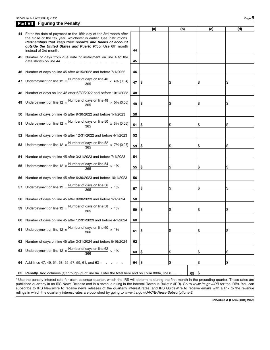 IRS Form 8804 Schedule A Penalty for Underpayment of Estimated Section 1446 Tax by Partnerships, Page 5