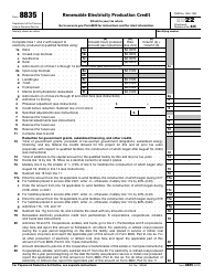 Document preview: IRS Form 8835 Renewable Electricity Production Credit